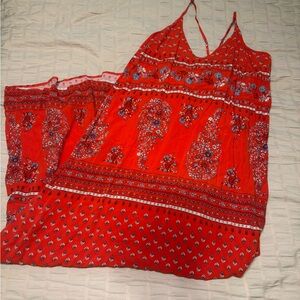 Old Navy Red Floral Boho Maxi Dress